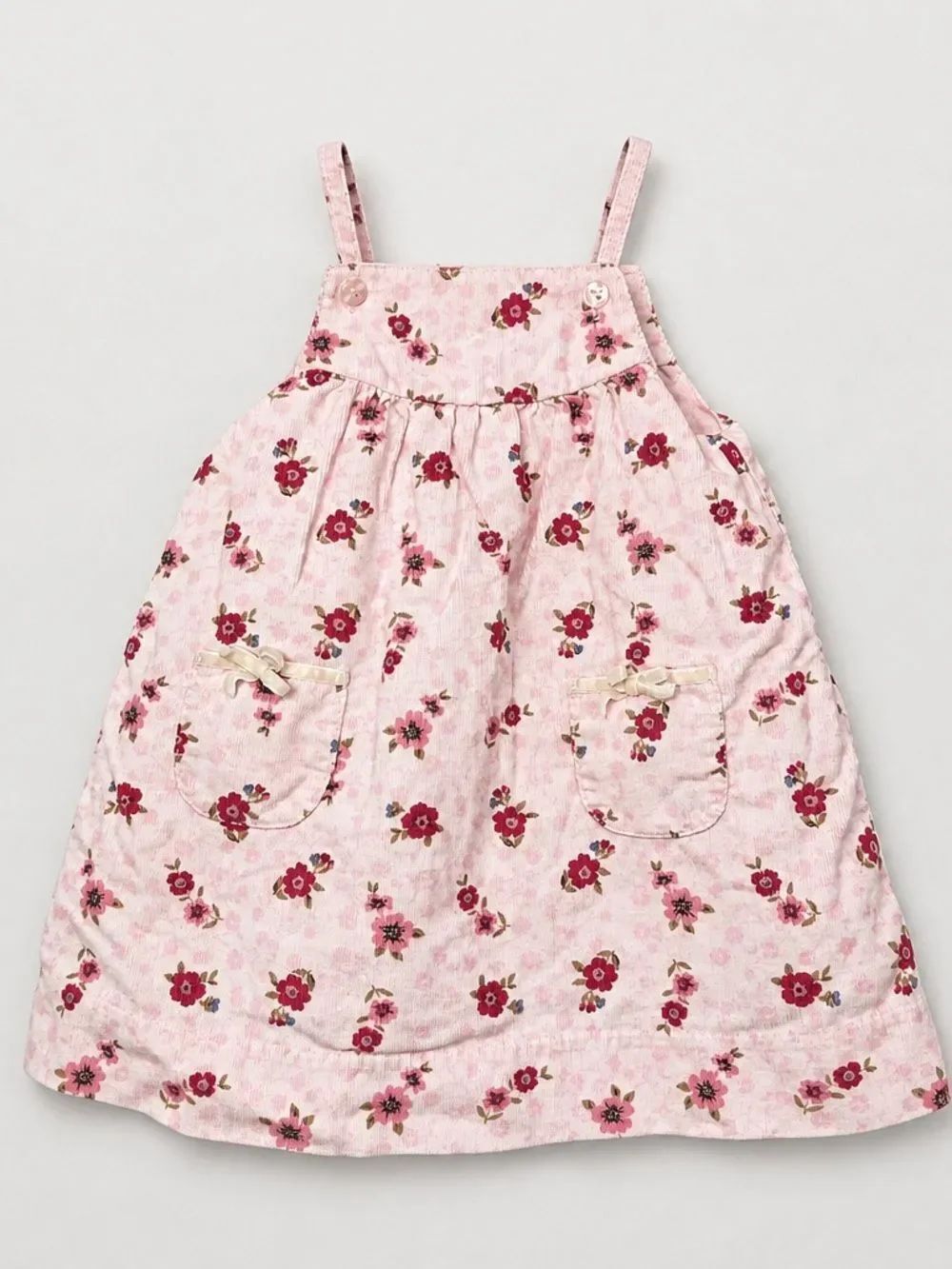 First Impressions pink floral micro corduroy jumper dress size 12 months